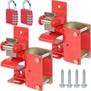 2 Pack S16100500 One Way Lockable Gate Latch with 4-Digit Combination Lock for Metal Gates with 1-5/8" to 2" Diameter Tubes, Red