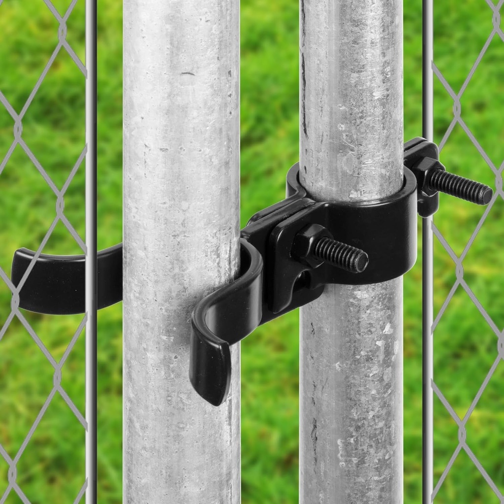 Chain Link Fence Gate Fork Latch, 1-3/8" X 1-3/8" Fence Fork Latch with Bolts and Nuts, Gate Frames Latch with Padlock Hole for Fence Gates, Kennels and Runs (4Pcs, Black)