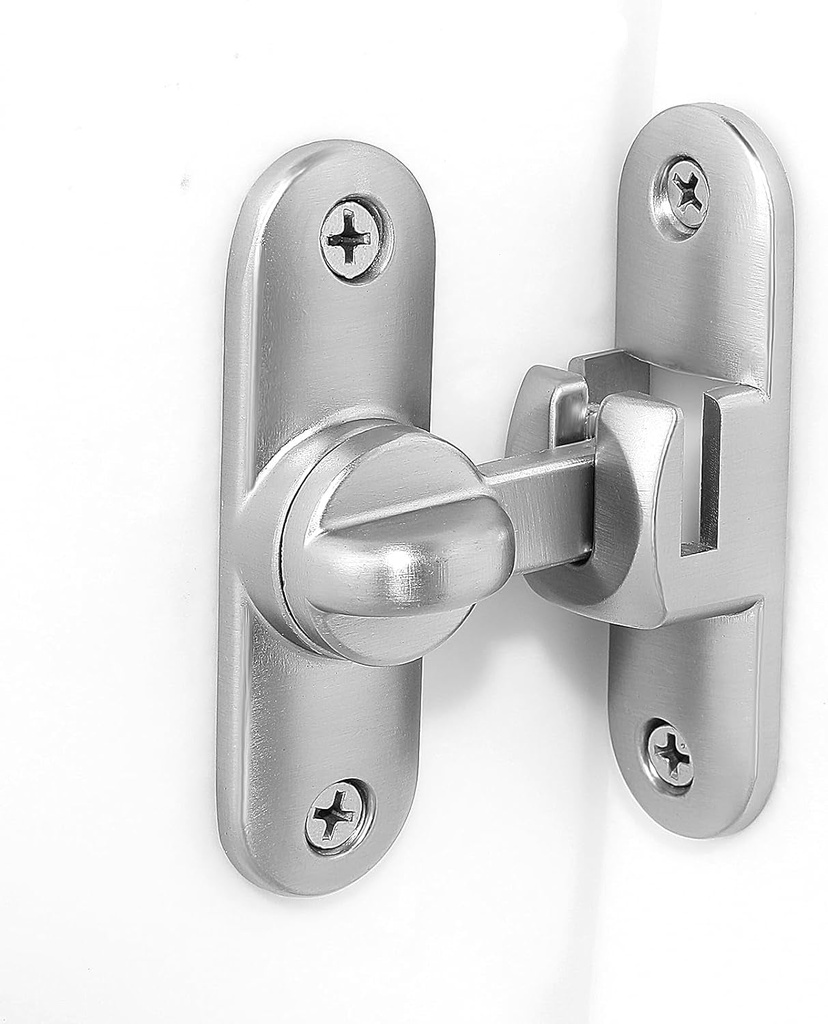 TIESOME Heavy Duty Barn Door Latches, 90/180 Degree Flip Gate Lock Zinc Alloy Right Angle Door Lock Small Sliding Door Latch Hardware for Cabinets Bathroom Barn Door Window(Silver)
