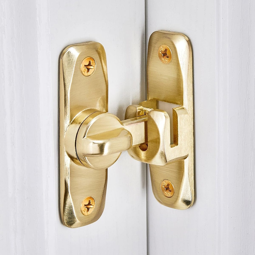 2 Packs Barn Door Latches,90/180 Degree Gate Lock,Zinc Alloy Right Angle Door Lock Latch,Flip Gate Latches Hardware,Door Security Sliding Door Latch Lock Fo Cabinets,Bathroom (Gold)