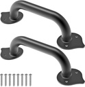 Dolibest 9'' Heavy Duty Steel Door Handle, Metal Fence Gate Pull Handle, Sliding Door Handle Suitable for for Gate Barn Door, Closet, Garage, Includes Install Hardware, Easy to Install, 2 Pack