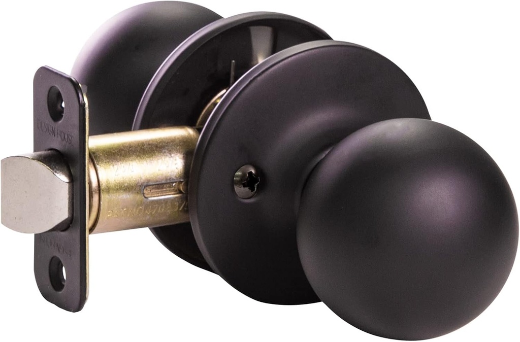 Design House Ball Passage Door Knob in Matte Black