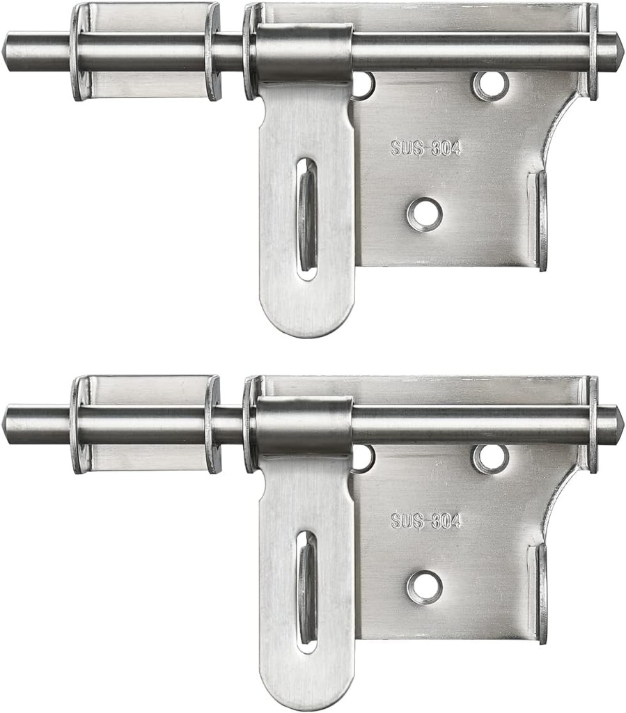 JQK Sliding Gate Latch 6 Inch, Thickening 304 Stainless Steel Barrel Bolt with Padlock Hole, Interior Door Latches Brushed Finish, 2 Pack