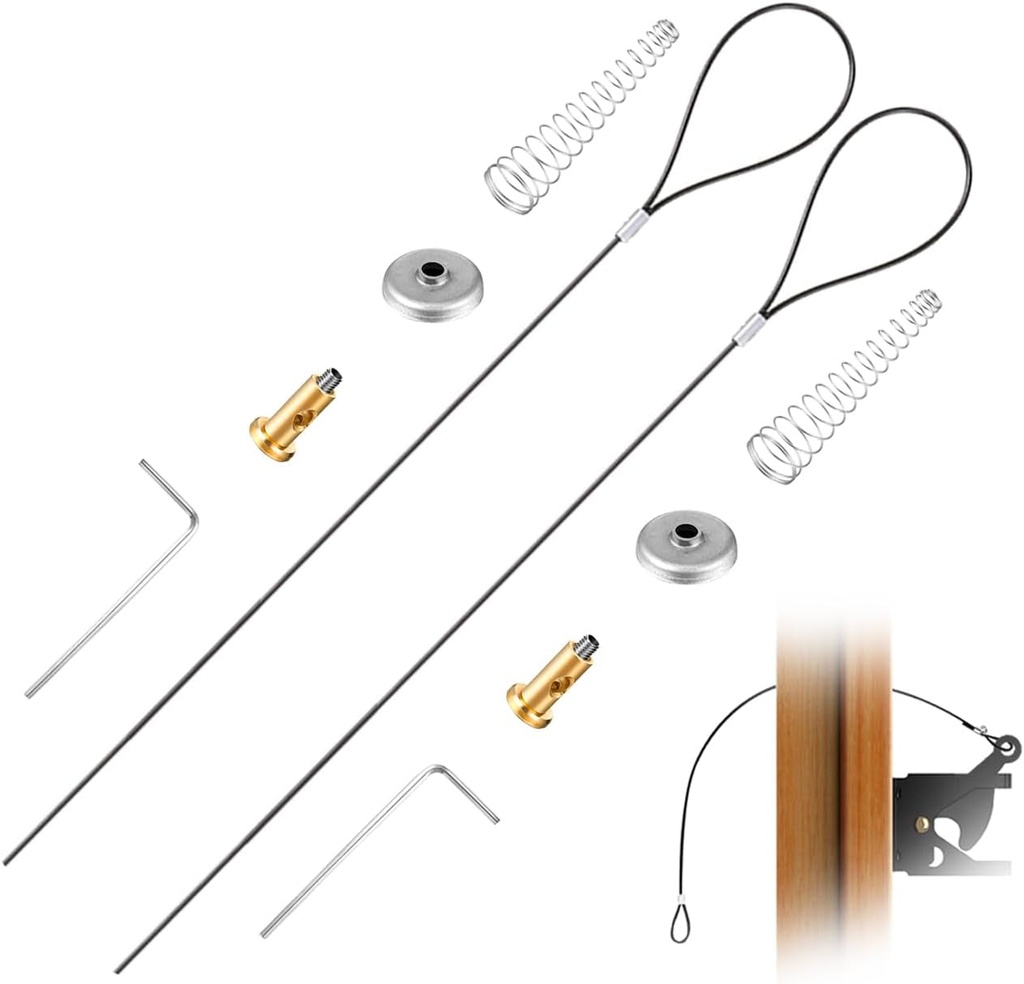 Gate Latch Cable Pulls Kit, Black Spring Loaded Adjustable Gate Latch Cable Pull Gate Opener for Metal Wooden Fences Garden Backyard Door Fence Gate Opener (2 Sets)
