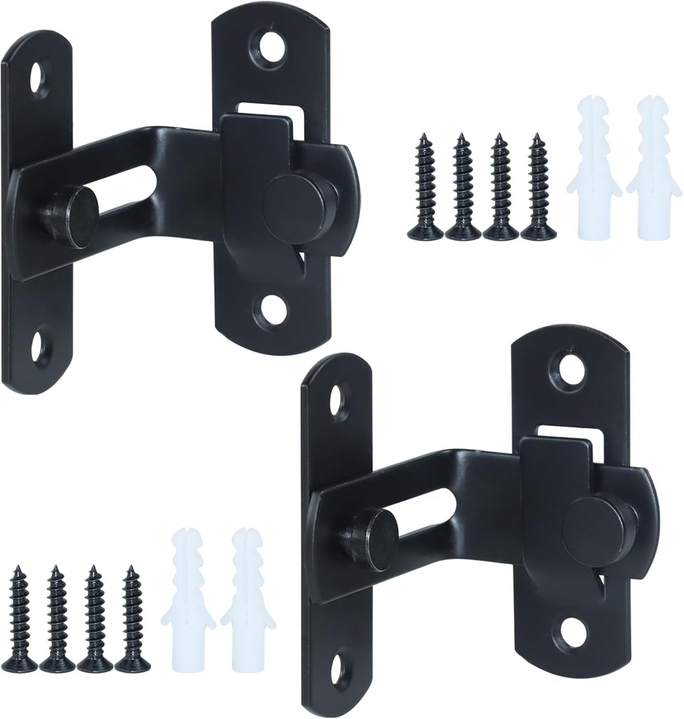 2 Pack 90 Degree Flip Sliding Barn Door Lock Latch for Privacy - Safe Latches, Shed Door Latch for Outdoor Fence, Barn Door, Wooden Fence, Outdoor Fence, Cabinet, Shed, Sliding Doors