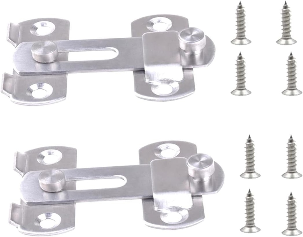 2PCS Stainless Steel Gate Latches Lock Sliding Door Window Cabinet Locks Home Hotel Security Latch Pull Cabinet Latch Home Hardware