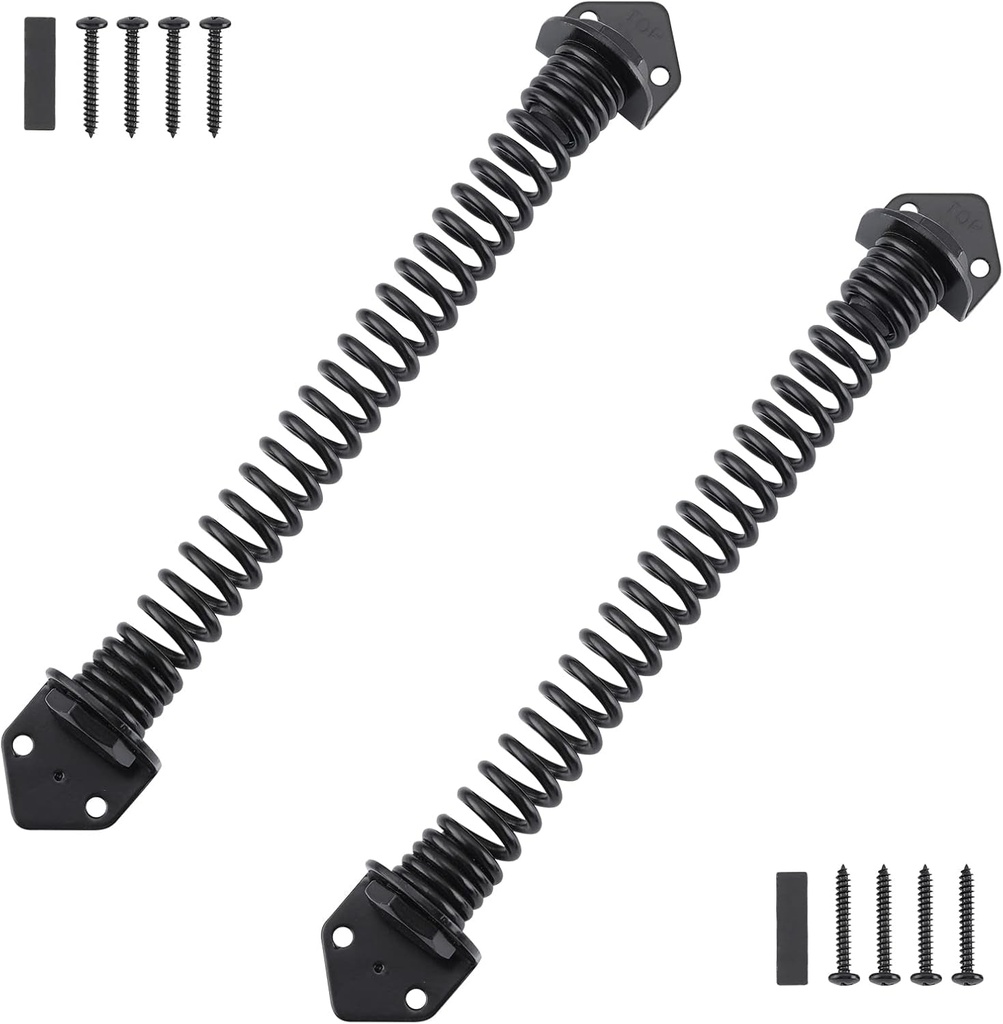 HOME MASTER HARDWARE 11" Gate Spring Self Closing Outdoor, Heavy Duty Gate Springs Black,Automatic Gate Closer for Wooden and Vinyl Fence, Adjustable Tension Door Springs to Close Door(Steel,2 Pack)