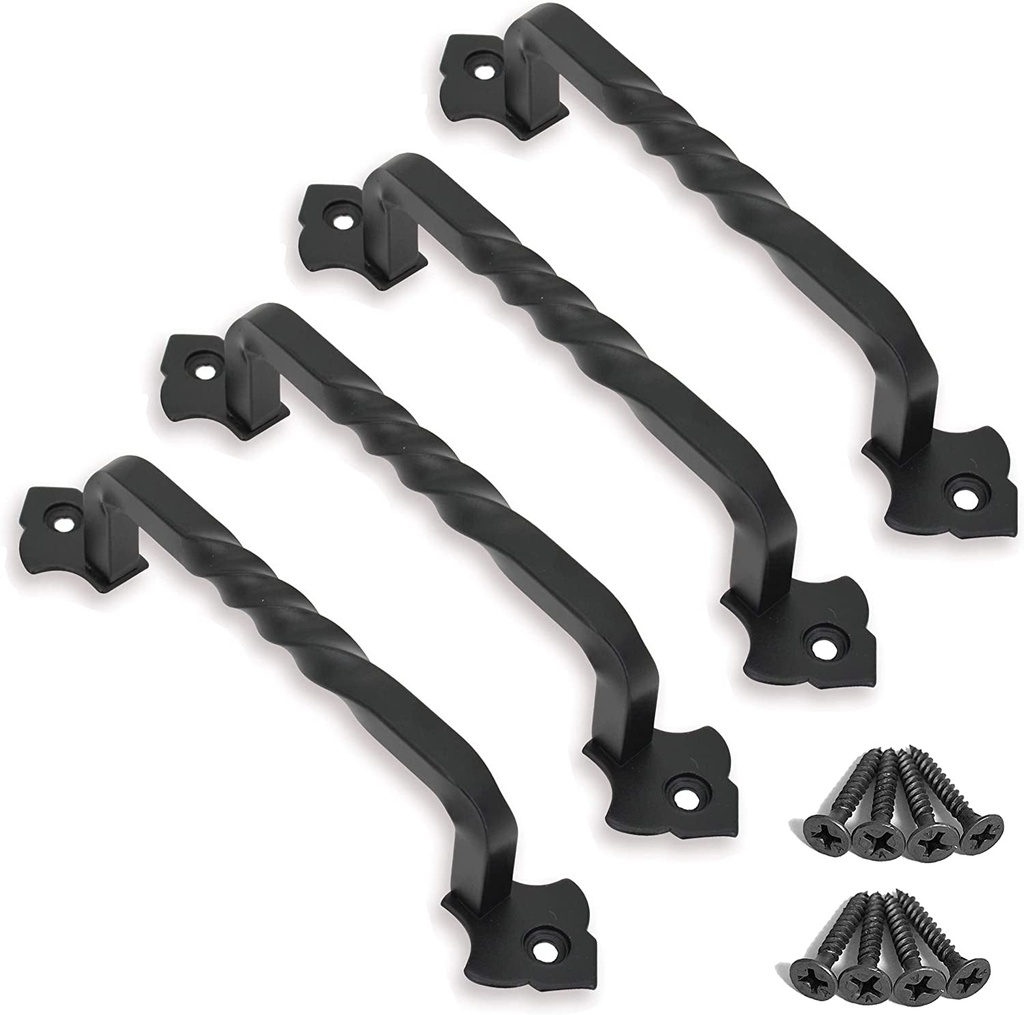 OVOV 4 Pack Barn Door Pull Handle Hardware for Wooden Garden Gate Shed Cabinet Door (4Pcs 4Inch)