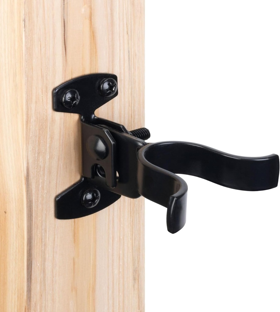 1-3/8" Flat Back Wall Mount Chain Link Fork Latch, Black Gate Fork Latch with Padlock Hole,Fence Latch Lock with Screws,Bolts,Gate Hardware Gate Latches for Outdoor Wooden Gates,2 PCS