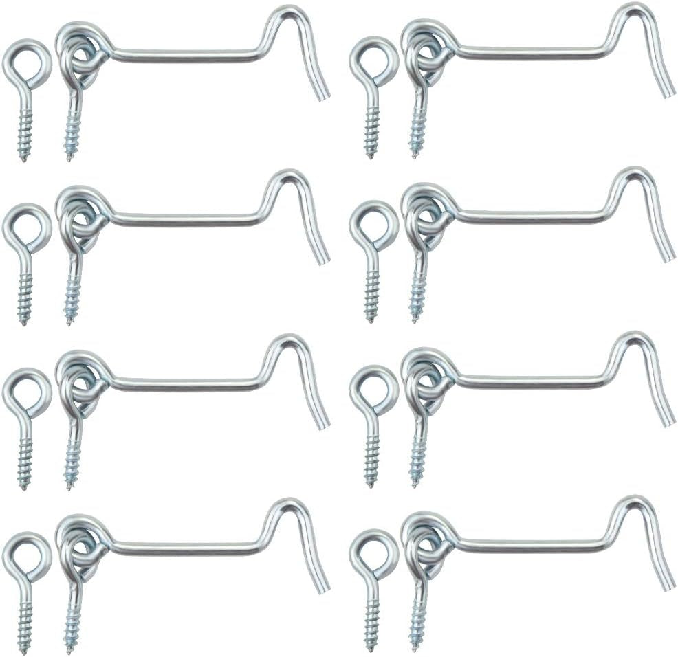 8 Pcs 2.5 Inches Cabin Hook Eye Latch Gate Door Swivel Window Door Hook with Mounting Screws (Silver, 2.5 Inches)