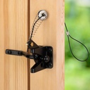 Self-Locking Gate Latch with Spring Cable Pull for Wooden Fence Gate Heavy Duty, Post Mount Automatic Gravity Lever Gate Fence Door Latches for Wooden Fence Secure Pool Garden Shed, Black