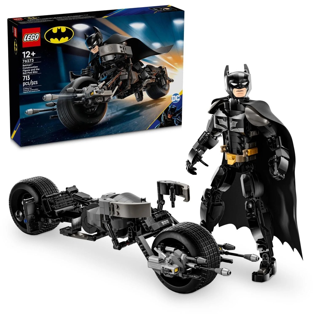 LEGO DC Batman: Batman Construction Figure & the Bat-Pod Bike, the Dark Knight Action Figure and Batman Motorcycle, Super Hero Toys, Kids’ Adventure Playset, Gift for Boys and Girls, 76273