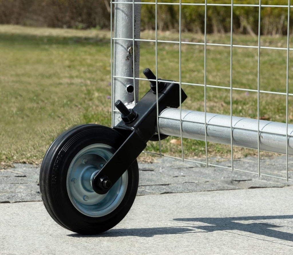 6 Inch Gate Wheel Gate Caster Kit with 1-5/8" Thru 2" Gate Frames, Heavy Duty Gate Helper Wheel Gate Support Wheel for Chain Link Fence Swing Gate, Black
