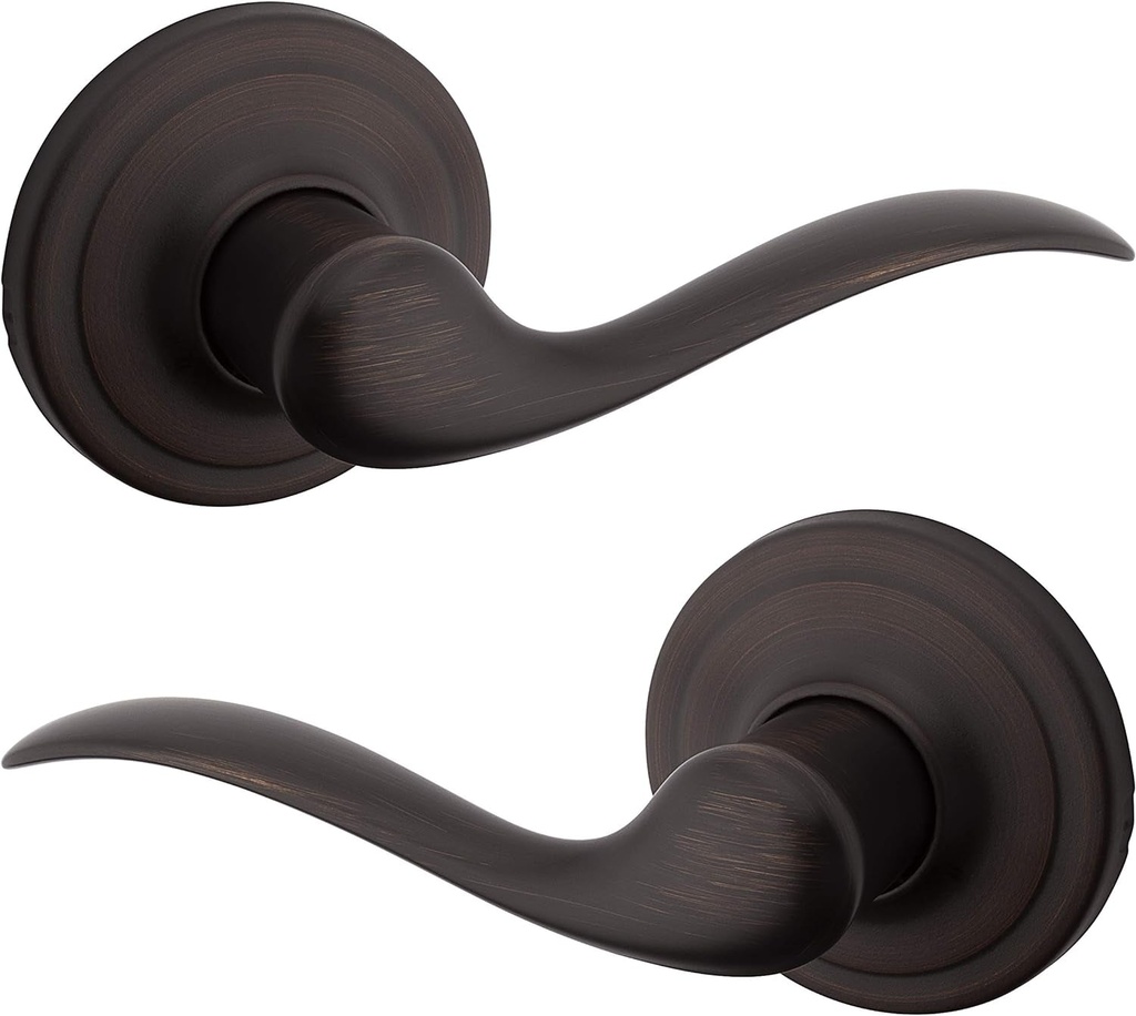 Kwikset Tustin Interior Passage Door Handle, Lever for Closet and Hallway Doors, Reversible Non-Locking Handle Lever, Venetian Bronze, with Microban Protection