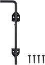 12 Inch Cane Bolt Heavy Duty Gate Drop Rod, Steel Gate Latch for Wooden Fence, Gate Hardware Drop Bolts for Wooden Gater-(Black Finish,1 Pack)
