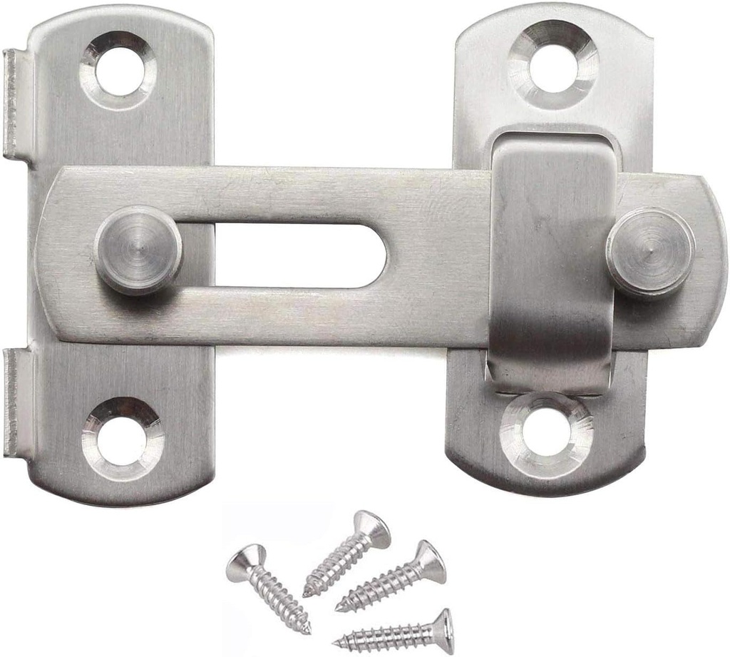 3 Inch Flip French Door Latches Locks, HLOMVE Bifold Slide Gate Latch Lock for Fences, Double Door Closet Lock, Barn Shed Latch Lock, Stainless Steel Brushed Finish