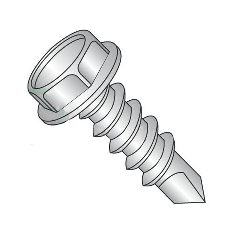 #8 X 1 1/2" Self-Drilling Screws/Unslotted/Hex Washer Head / 410 Stainless Steel / #2 Drill Point (Carton: 3,000 Pcs)