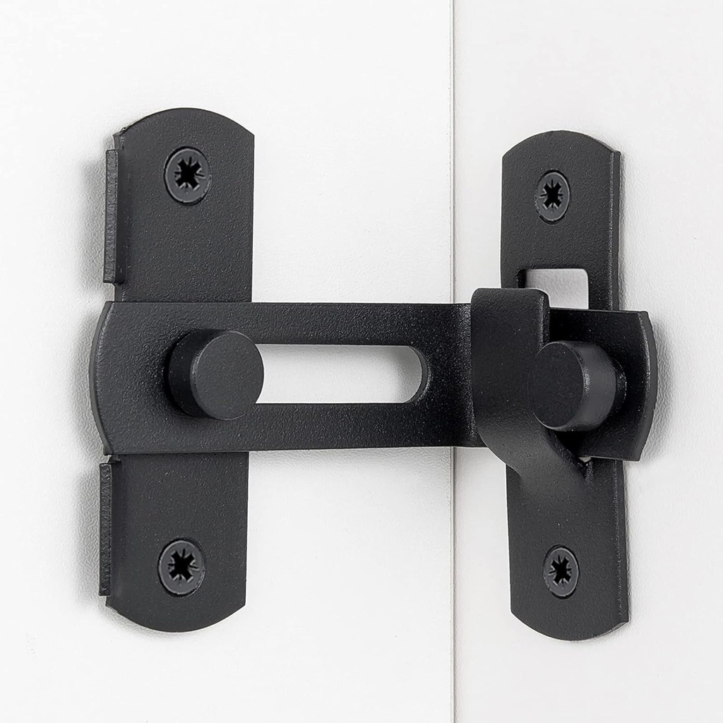 4 Packs 90 Degree Flip Barn Door Lock,Protect Privacy-Security Gate Latch,Hook Lock Latch for Barn,Sliding Door Antique Lock Gate Latches Wine Cabinet Closet Door Latches,Matte Black