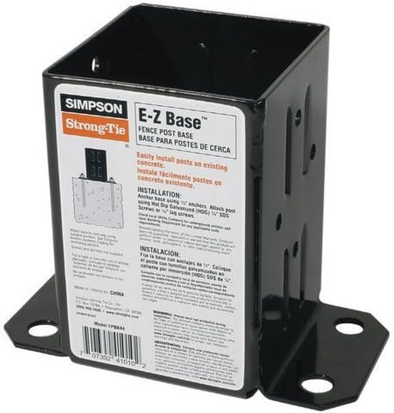 8 Pack Simpson Strong Tie FPBB44 E-Z Base 4X4 Post Base with Black Finish