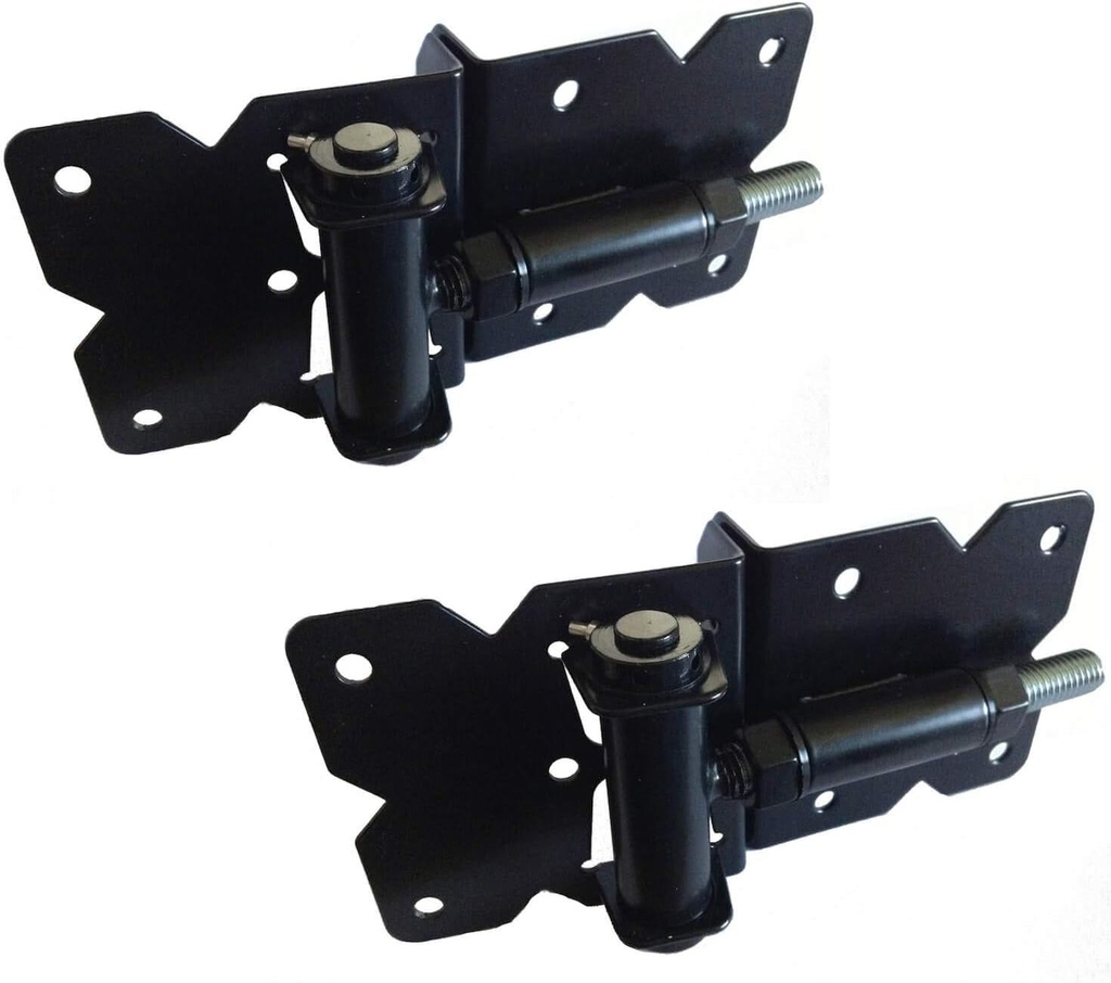 Black Stainless Steel Self Closing Vinyl Gate Hinges (For Vinyl, PVC Fencing) Vinyl Fence Gate Hinges W/Mount Hardware (Pair)