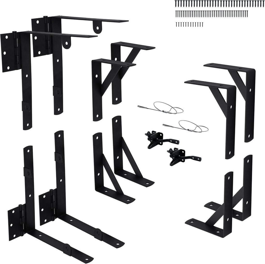2 Sets Gate Kit Gate Corner Brace Bracket Heavy Duty anti Sag Gate Frame Kit with a Self-Locking Gate Latch, Gate Kits for Wooden Fence Garden Wooden Driveway Gates,Shed Doors, Corral Gates