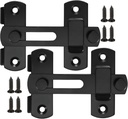 2Pcs 180° Degree Flip Sliding Barn Door Locks and Latches, Sliding Barn Door Locks, Black Gate Latch Bolt Buckle Lock for Barn Door, Pet Door, Bathroom, Garage, Window, Sliding Door Lock
