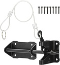 Heavy Duty Automatic Gate Latch for Wooden Fence with Cable Pull, 7-1/2" Self-Locking Gravity Lever Door Security Latches Hardware for Metal Gates, Vinyl Fence, Outdoor Garden, Pool, Black