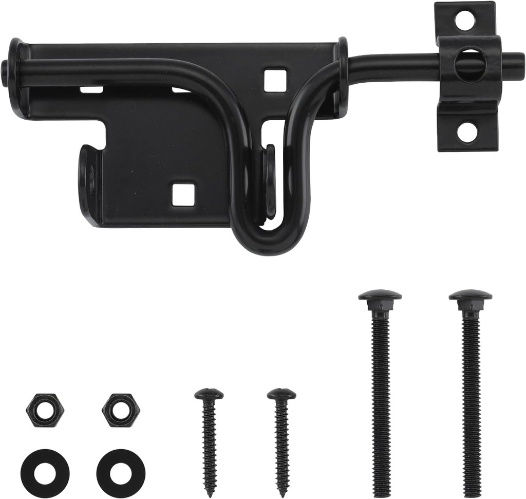HOME MASTER HARDWARE Slide Bolt Gate Latch, Heavy Duty Sliding Bolt Door Lock with Padlock Hole for Wooden Fence/Shed Door/Yard Door/Barn Door/Interior and Outdoor Latch, Black