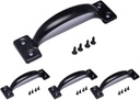 Tebery 4 Pack Utility 6-1/2 Inch Pulls in Black Metal Gate Handle