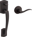 Kwikset Prescott Front Door Handle No Lock, Entry Handleset Exterior with Interior Reversible Handed Lever, Non-Locking, Venetian Bronze, Deadbolt Not Included, with Microban Protection