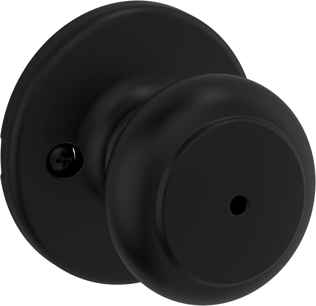 Kwikset Cove Interior Privacy Door Knob with Lock, Door Handle for Bathroom and Bedroom, Matte Black Keyless Turn Lock Doorknob