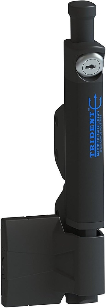 Trident 10 Inch Tall Black Magnetic Pool Child Safety Gate Latch | Keyed Alike | TRIDENT-10-BK-KA