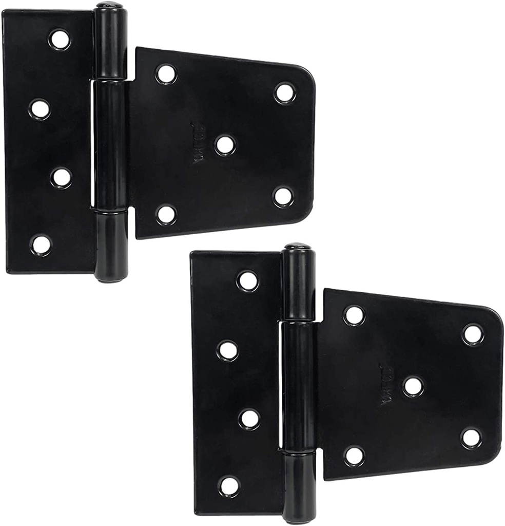 3.5 Inch Black Door Shed Hinges Square Barn Hinges Heavy Duty Gate Hinges Wrought Hardware Iron Rustproof for Wood Fences (Not Included Screws)