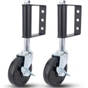 2 Pack Gate Wheels for Wooden Gate, Heavy Duty Gate Wheel 4 Inch Spring Loaded Gate Caster, Rolling/Swing Gate Support Wheel with Universal Mount Plate, 220 LBS Capacity
