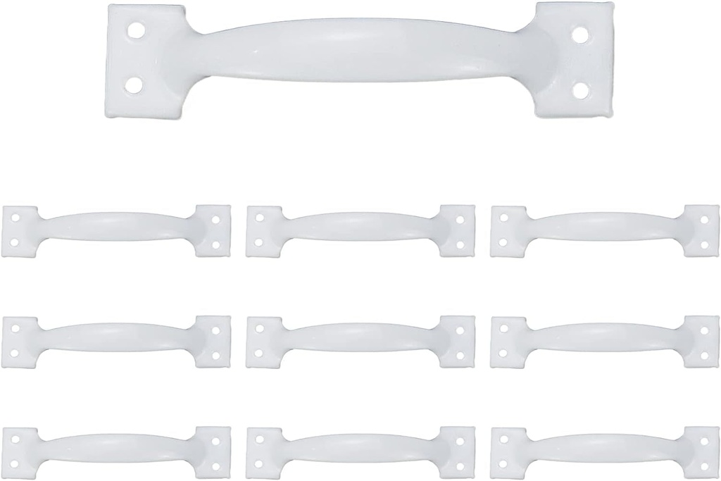 10Pcs 6 Inch Rustic Gate Handle Pulls Vintage Utility Door Pulls for Home Improvement, Barn Door Hardware with Screws,Painted White