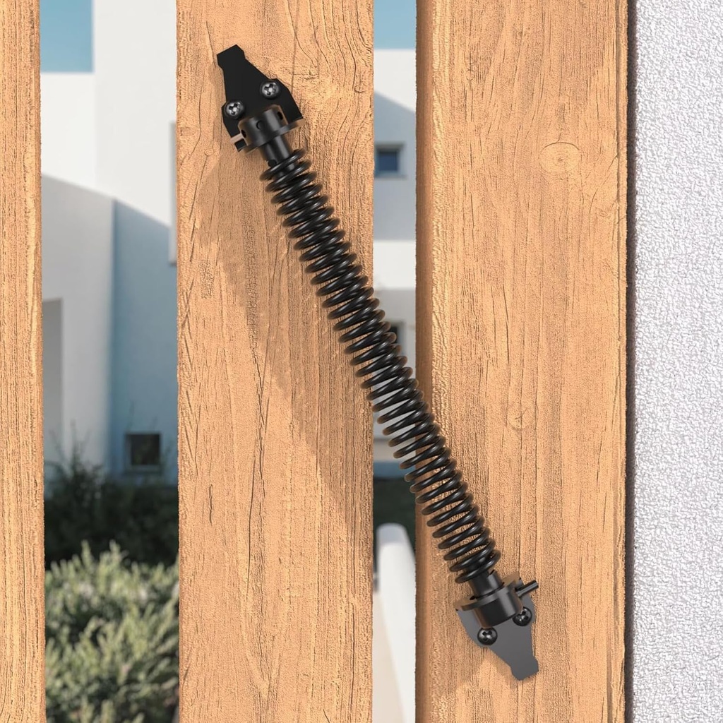 14" Self Closing Gate Spring, Gate Closer, Gate Latch Spring with Adjustable Tool - Heavy Duty Carbon Steel - Black, Gate Spring Self Closing, Fence Gate Spring Self Closing Metal Fence