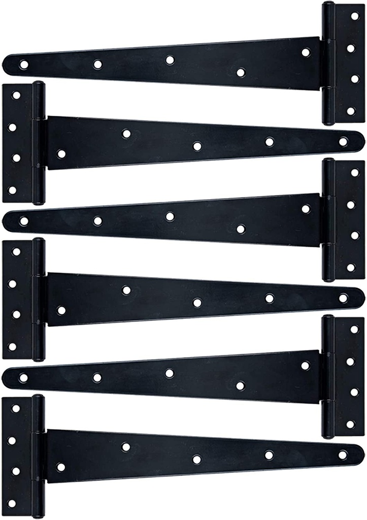T-Strap Shed Hinge Gate Strap Heavy Duty Hinge Door Barn Gates Hinges (6, 12 Inch)