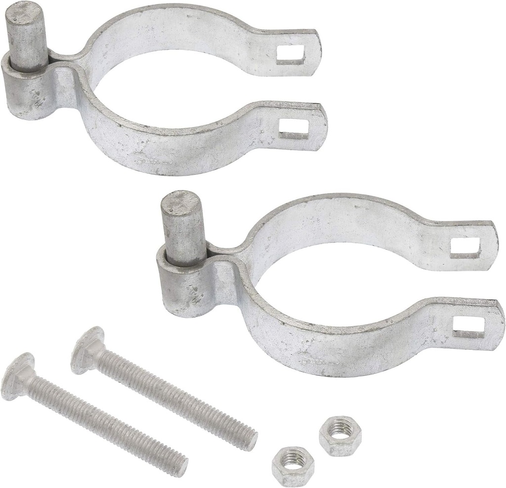 Pressed Steel Chain Link Fence Post Hinge W/Bolt 3" [2 7/8" OD] X 5/8" | Heavy Duty Hinges | (Pack of 2)
