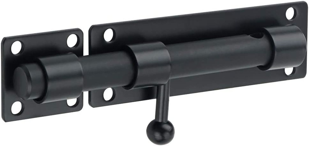 Alise Barrel Bolt Latch,Slide Bolt Latch,Solid 304 Stainless Steel Slide Lock for Fence/Wooden/Barn Door/Interior/Outdoor,Matte Black 6 Inch