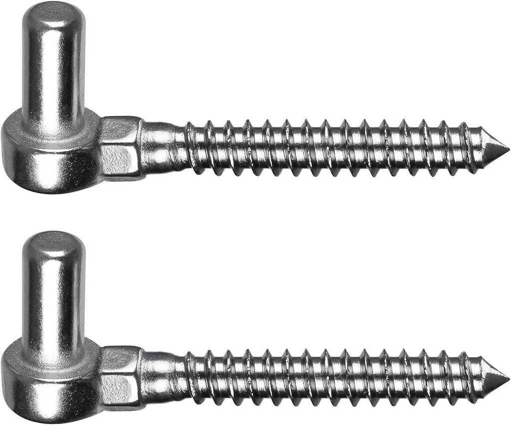 One-Piece Molding Chain Link Lag Screw Hinge, 304 Stainless Steel Post Side Wood Bolt Hinges for Wooden Gate or Post, Screw in Pin Hinge 5/8'' Lag Bolt Hinge (2Pcs, M12)