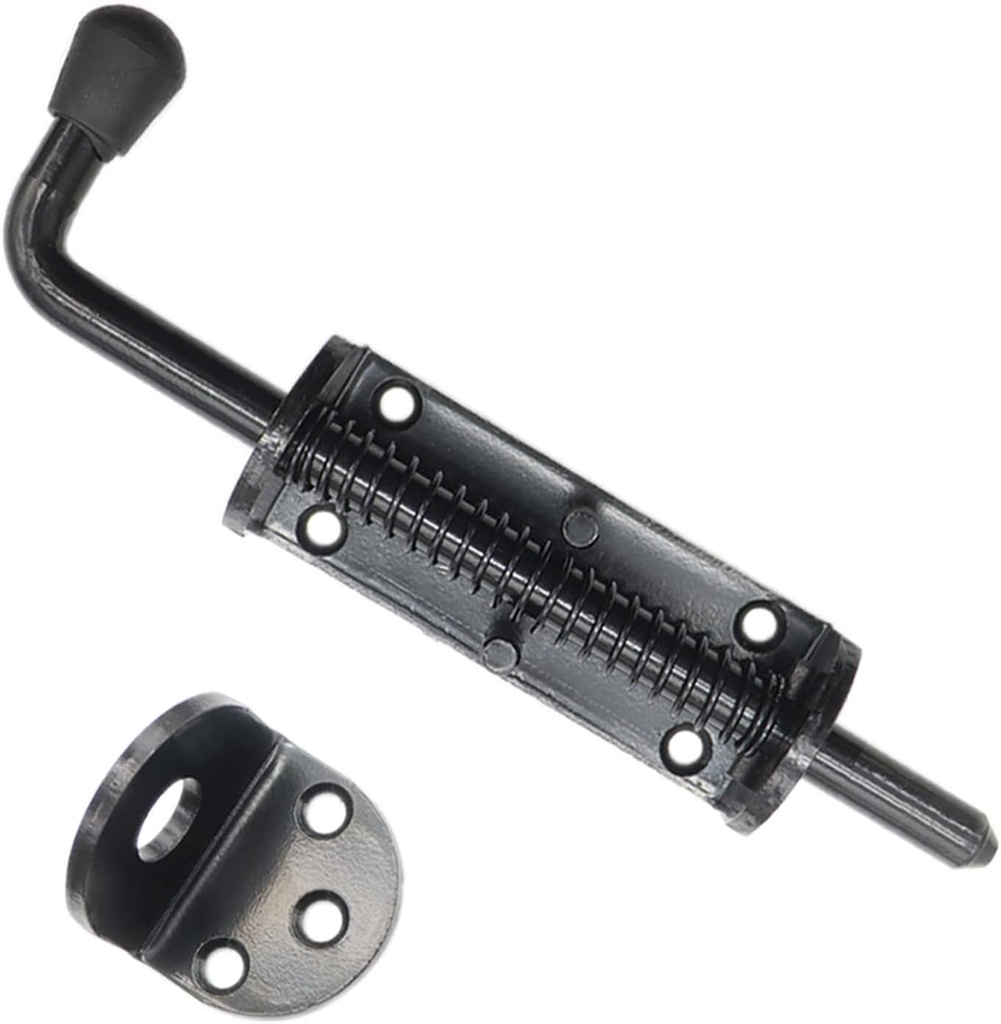 Black 6.5 Inch Heavy Duty Spring Loaded Latch Pin, Sliding Barrel Bolt Door Lock for Chests/Cabinets/Utility Trailer Gate, 2Mm Thickened Interior and Outdoor Latch