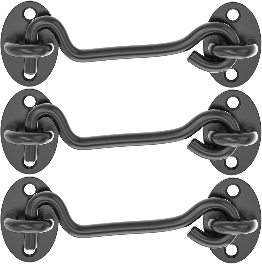 3 Pack Barn Door Lock, Premium 4 Inch Barn Door Latch, Stainless Steel Door Hook Lock, Thickened Sliding Barn Door Lock, Barn Door Locks and Latches with 12 Screws