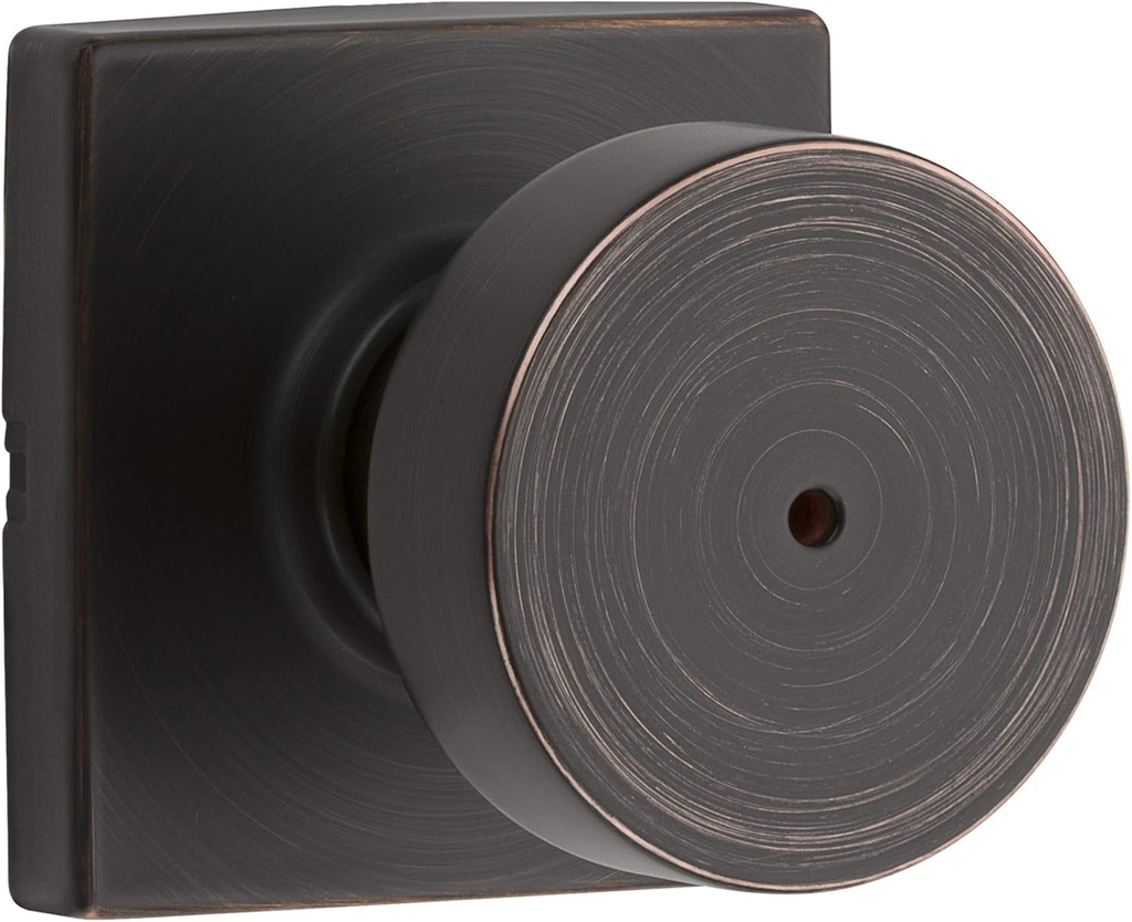 Kwikset 730PSKSQT-11P Pismo Knob with Square Rose Privacy Lock with 6AL Latch and RCS Strike Venetian Bronze Finish