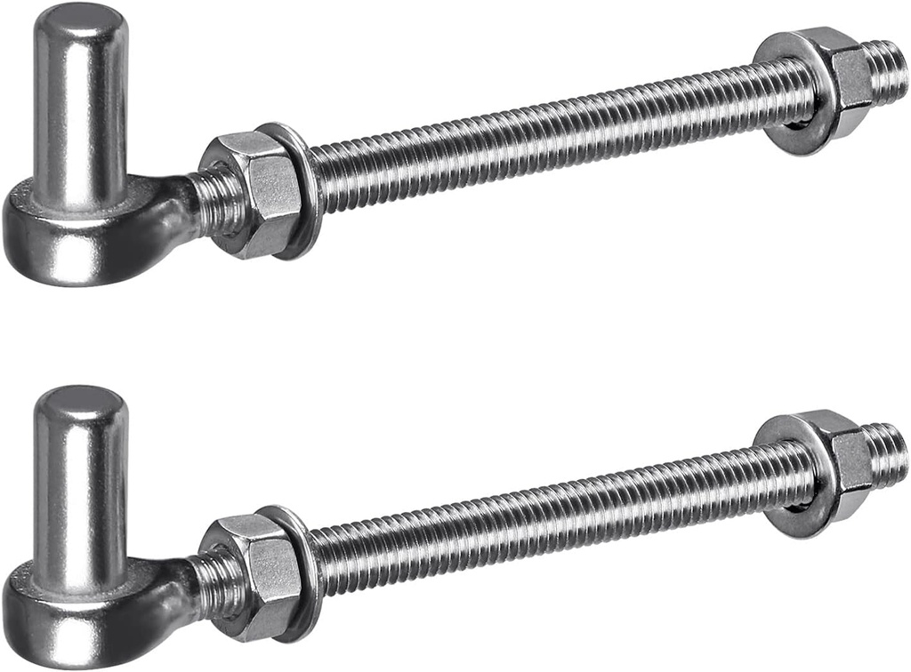M12X 8'' J Bolt Gate Hinge, 304 Stainless Steel Gate Hinges with 5/8" Male Pin, Lightweight J Bolt Post Hinge for Farm Gates, 2Pcs Gate Hinges Heavy Duty Load Capacity up to 500Lbs