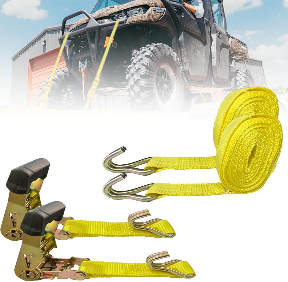 UTV YONQIFON Ratchet Tie down Straps 2 Pack 1.57" X 15 Ft Heavy Duty Ratchet Straps with Aluminum Handle,5000 Lbs Break Strength,Cargo Straps for Moving Appliances,Lawn Equipment,Motorcycle in Truck