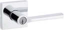 Kwikset Lisbon Entry Door Handle with Lock and Key, Secure Keyed Reversible Lever Exterior, Doorlock, for Front Entrance and Bedrooms, Polished Chrome, Pick Resistant Smartkey Rekey Security