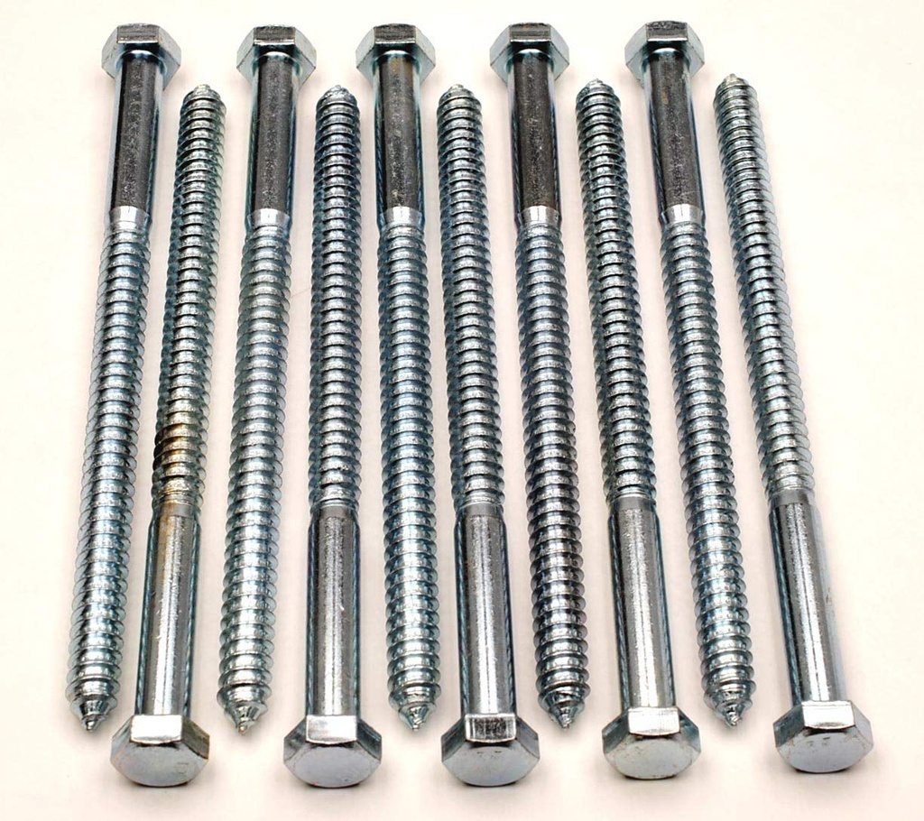 (10) Hex Head 3/4 X 12 Lag Bolts Wood Screws Zinc Plated