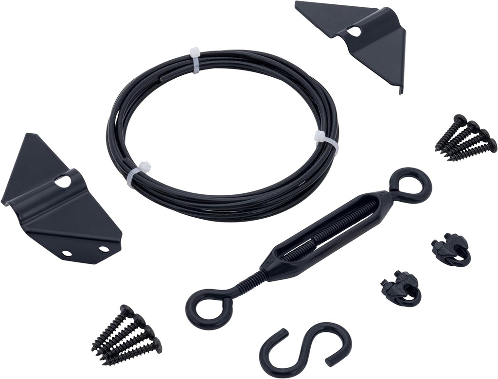 Durable anti Sag Gate Kit Gate Hardware Support Cable Set for Sliding Gate,Steel Fence Door Repair Kit Anti-Sagging Gate Kit Gate Latch for Wooden Fence Outdoor, Black No Sag Gate Frame Kit