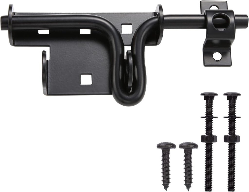 Slide Bolt Gate Latch,Sliding Bolt Door Lock with Padlock Hole, Heavy Duty Hardware Gate Latch for Wooden Fence,Shed Door,Yard Door,Barn Door,Outdoor Latch| Solid Thickened Steel,Black