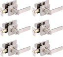 Gobrico Satin Nickel Square Rose Privacy Lever Lock for Bed/Bathroom No Key 6Pack